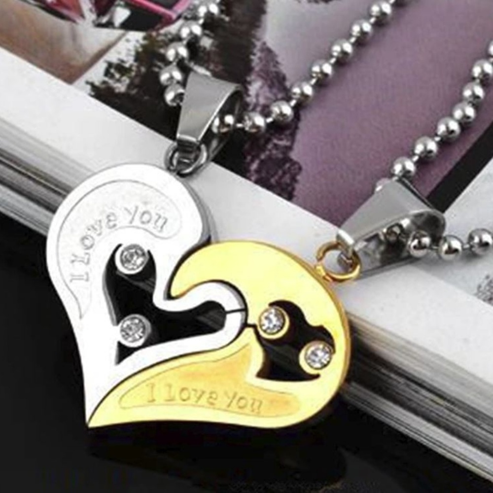 Cute Love Heart / Half Heart Matching Necklace